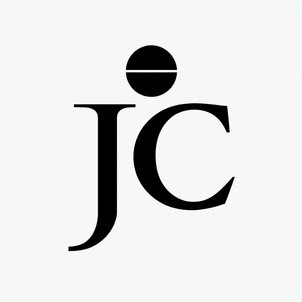 Elegant Black and White JC Monogram Logo Design Sticker