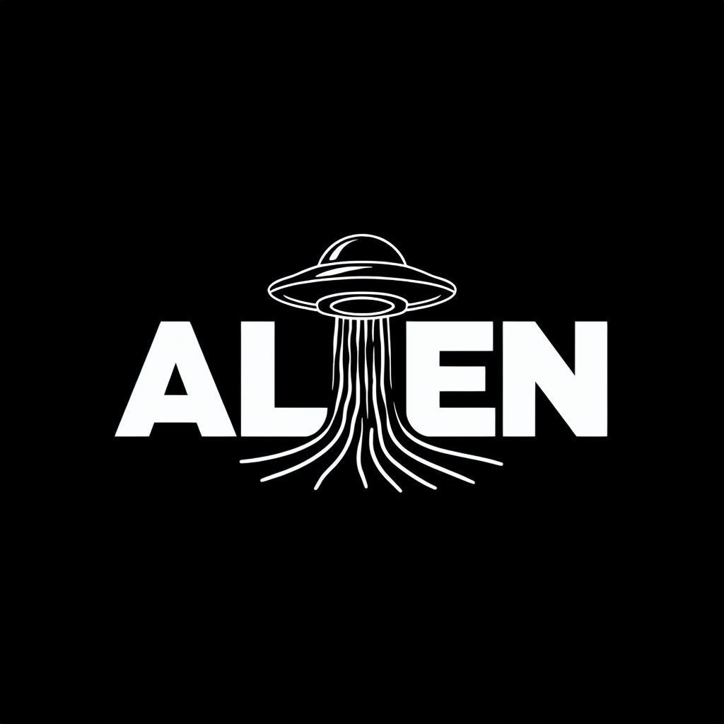 Bold Minimalist Alien UFO Graphic Design T-Shirt