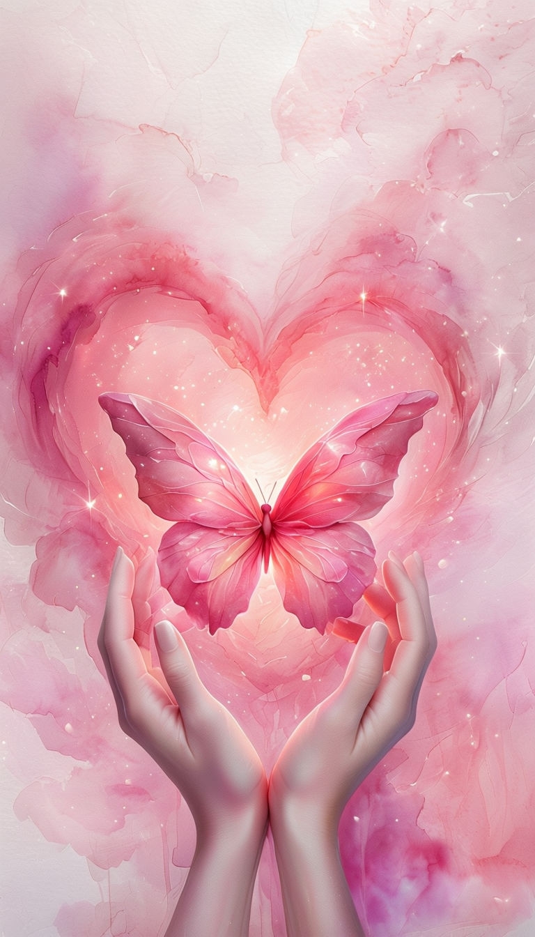 Luminous Crimson to Blush Pink Abstract Watercolor Mobile Wallpaper