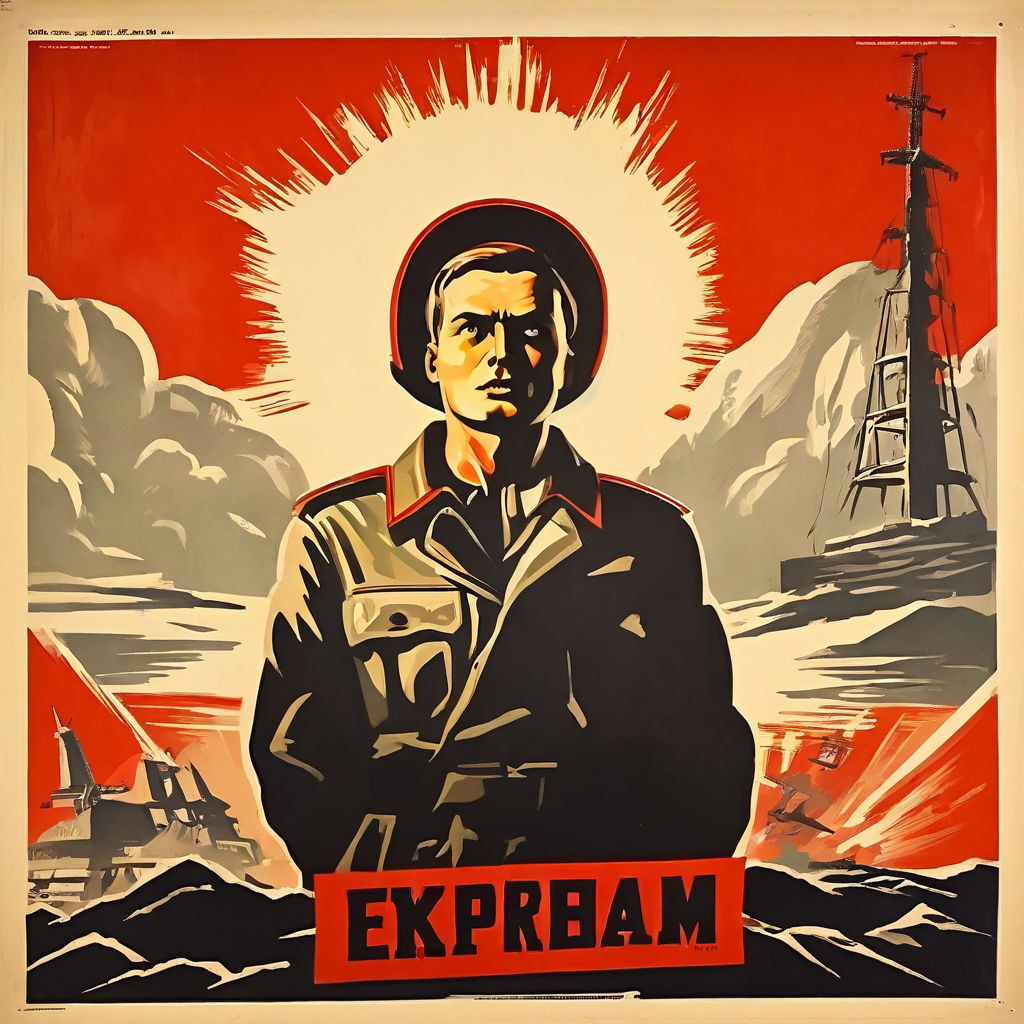 Vintage propaganda poster illustrating the might of the USSR by Vonap ...