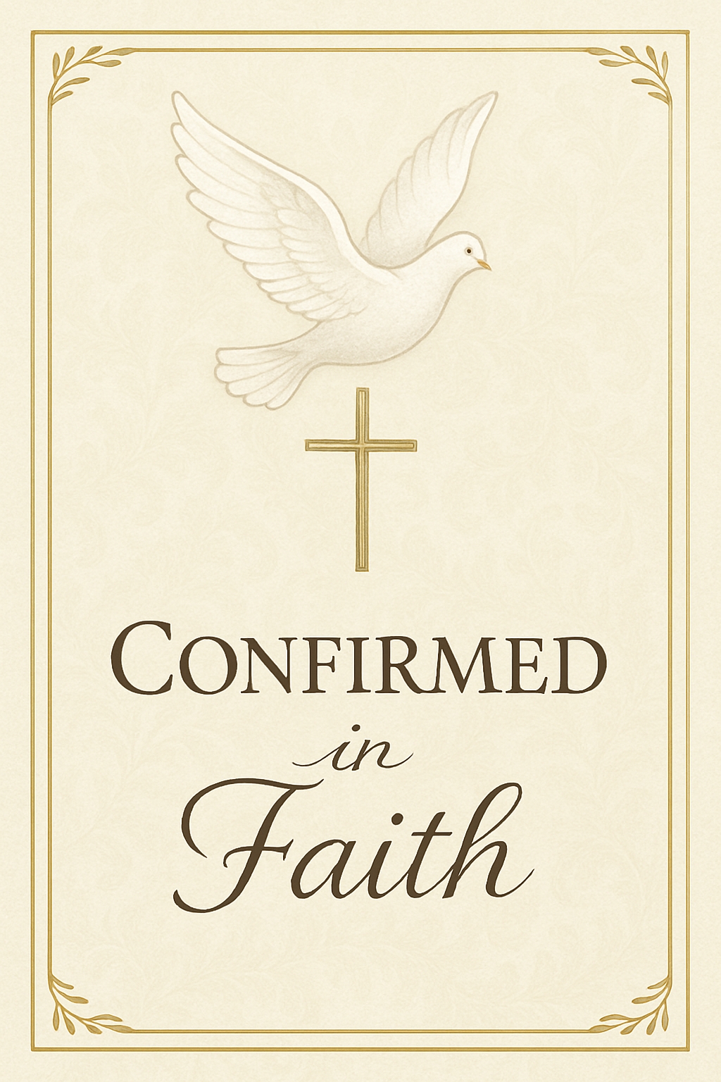 Elegant Religious Confirmation Card Featuring White Dove Design