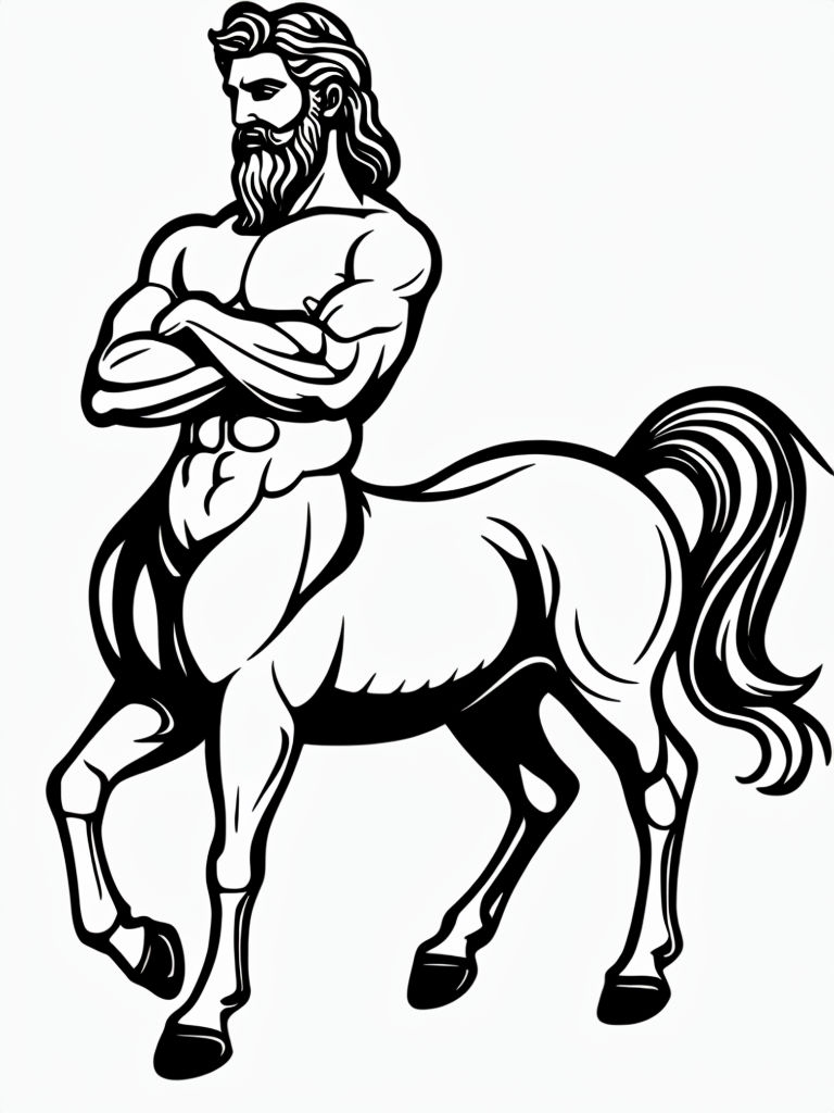 Whimsical Centaur-Like Creature Line Drawing for Coloring Book Pages