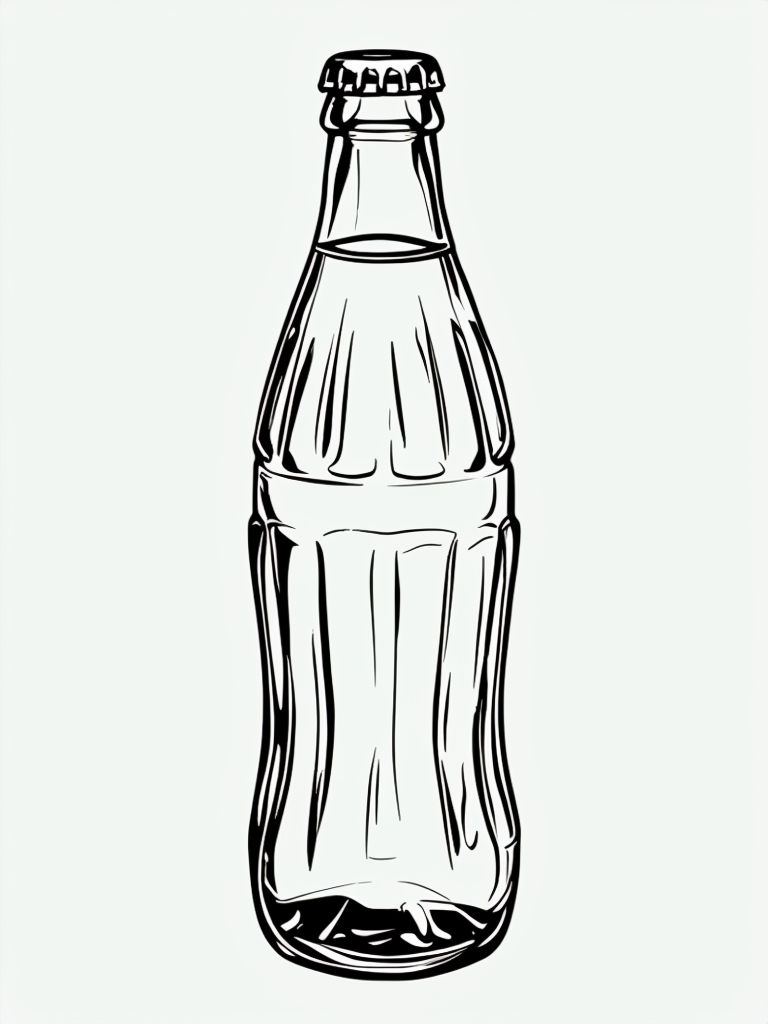 Minimalist Black and White Glass Soda Bottle Illustration Coloring Book Pages