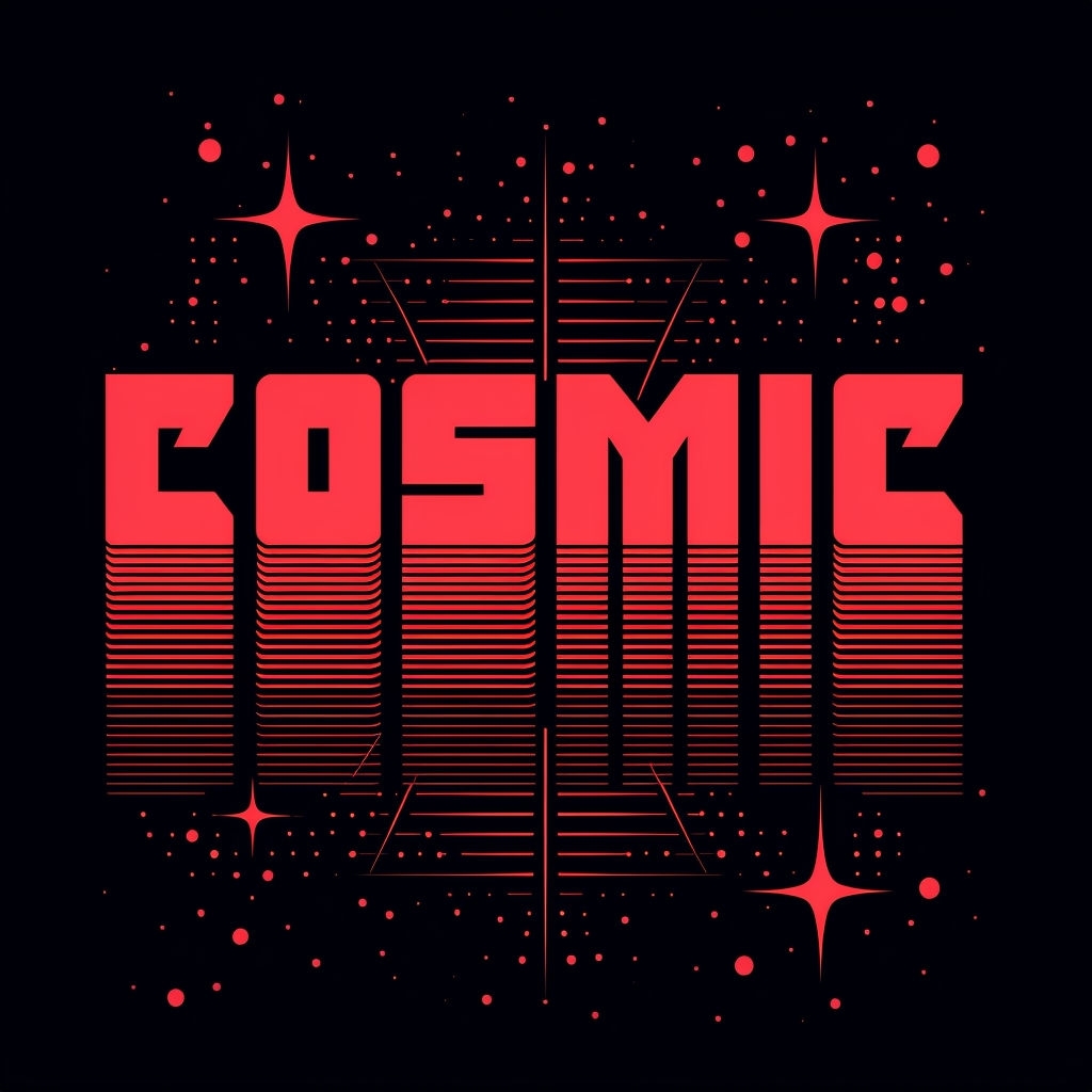 Bold Red Cosmic Text Design T-Shirt