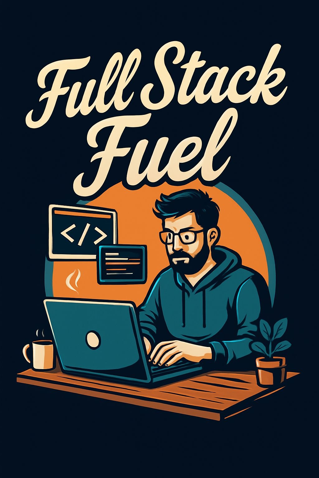 Focused Programmer at Work with Full Stack Fuel T-Shirt