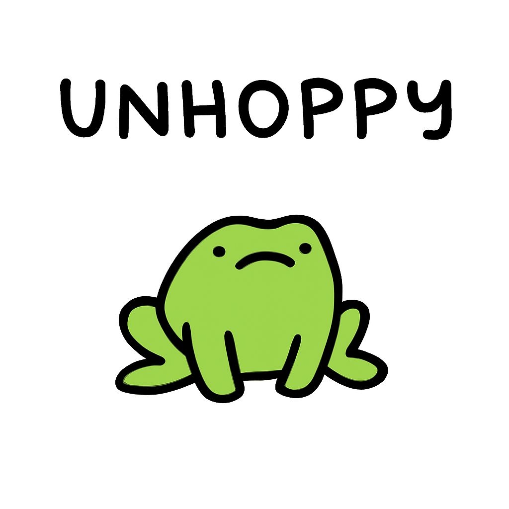 Lime Green Unhappy Frog Cartoon Illustration Sticker