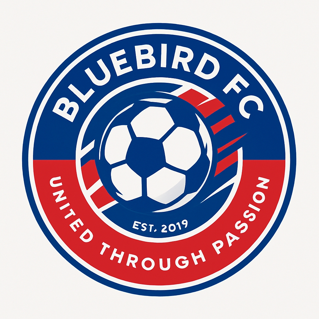 Modern Circular Bluebird FC Logo with Soccer Emblem Design