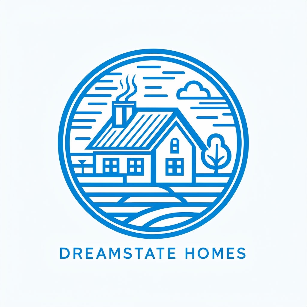 Navy Blue Dreamstate Homes Circular Logo Design