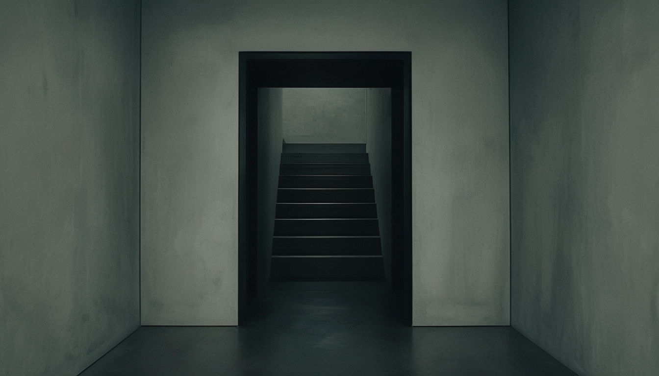 Mysterious Dimly Lit Stairwell Interior Virtual Background