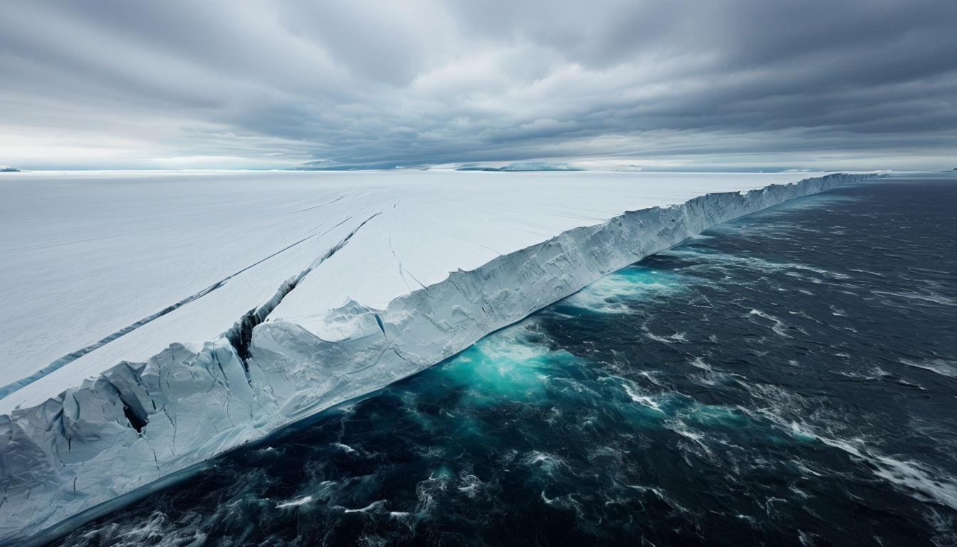 Serene Polar Ice Sheet and Ocean Landscape Virtual Background