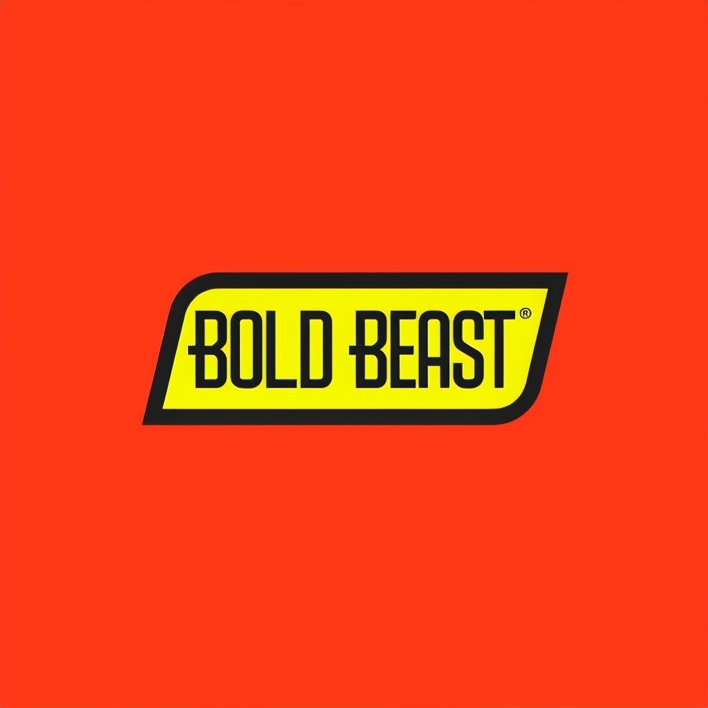 Bold Beast Minimalist Logo Design on Bright Red Background