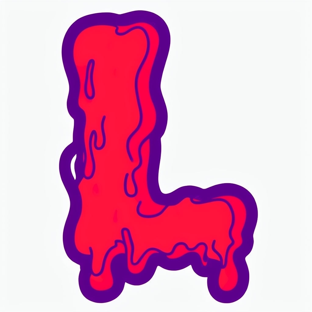Vibrant Red Melting Letter L Cartoon Design Sticker