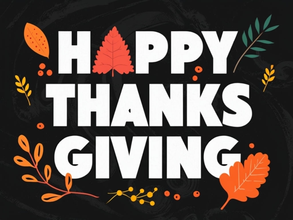 Happy Thanksgiving Bold Text Graphic Design Poster
