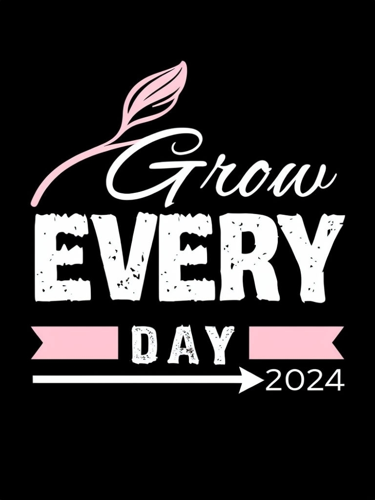 Grow Every Day Inspirational Minimalist T-Shirt