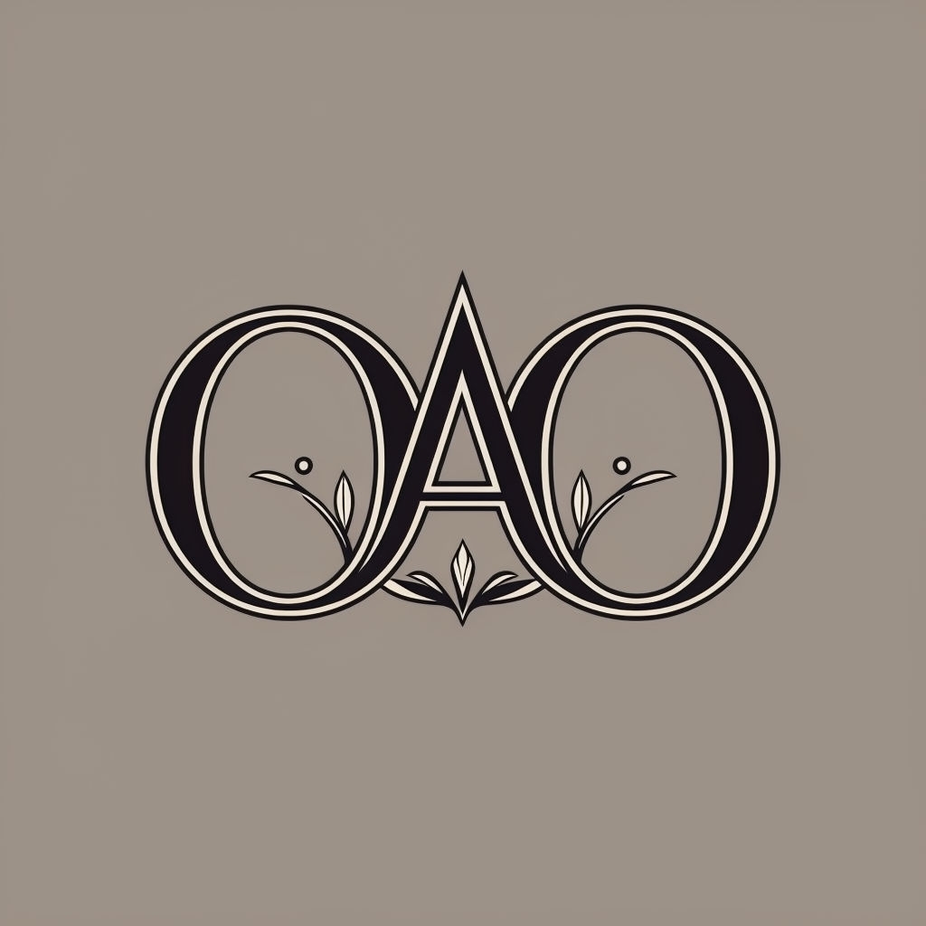 Elegant Intertwined OOA Logo Design on Sophisticated Taupe Background Monogram