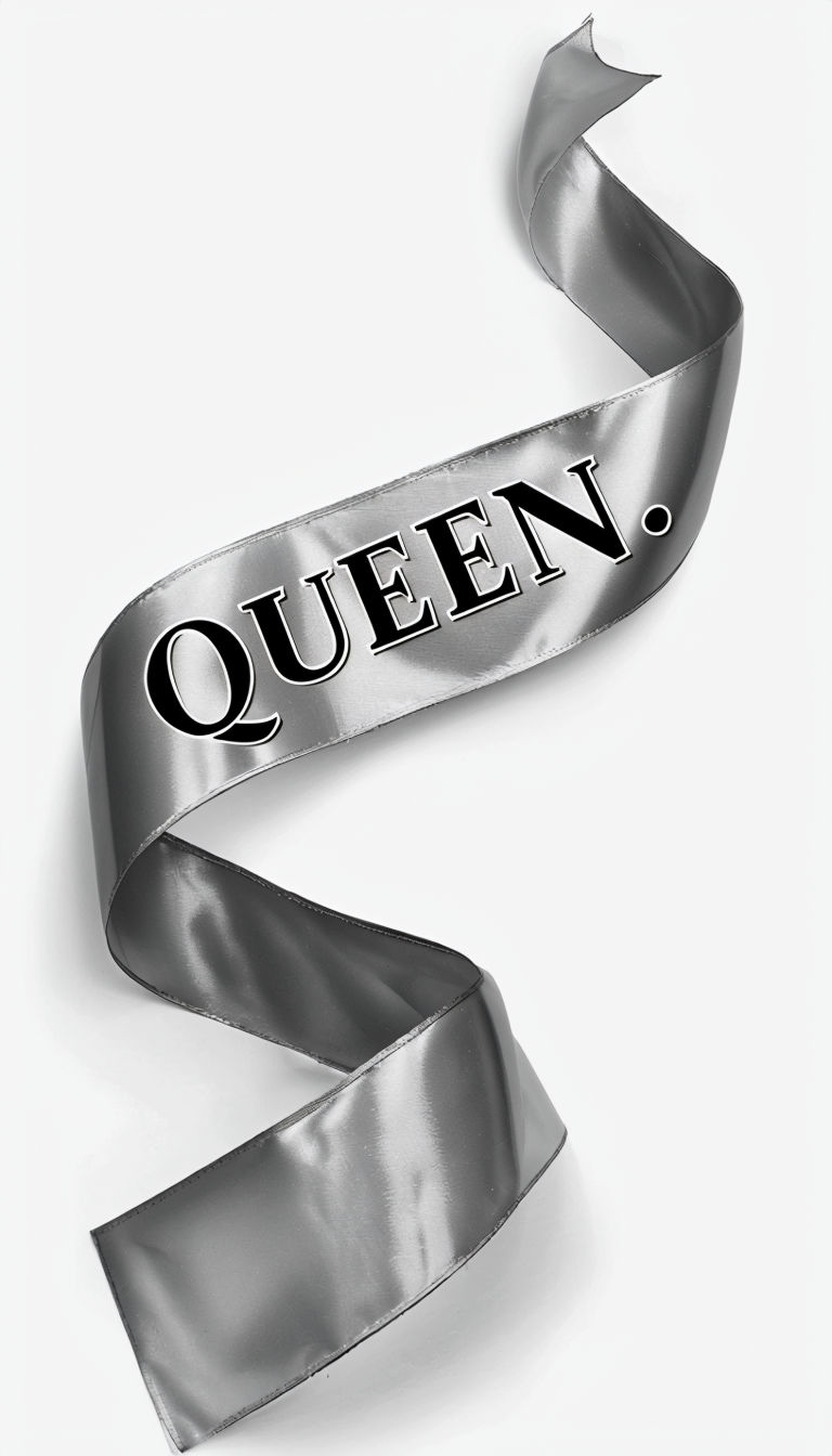 Elegant Black and White Ribbon with 'QUEEN' Text Mobile Wallpaper