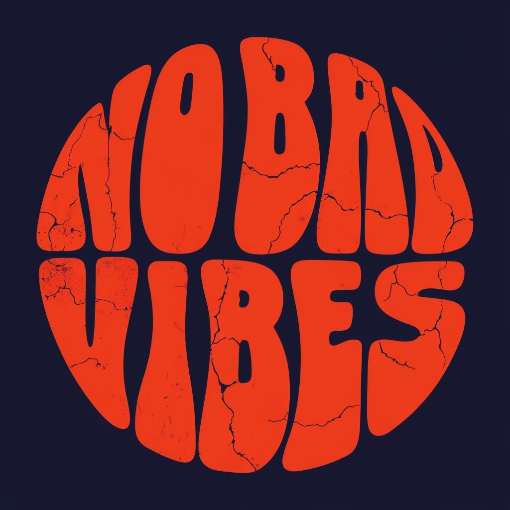 No Bad Vibes Bold Retro Typography T-Shirt