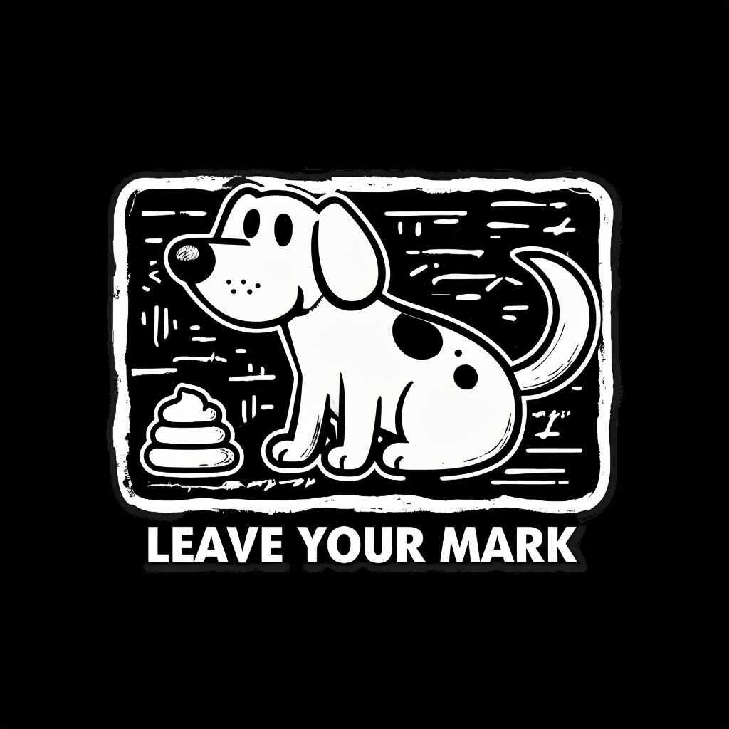 Humorous Cartoon Dog with Poop Leave Your Mark T-Shirt