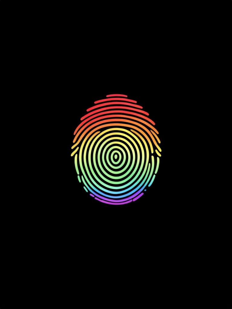 Vivid Rainbow Fingerprint Minimalist Design T-Shirt