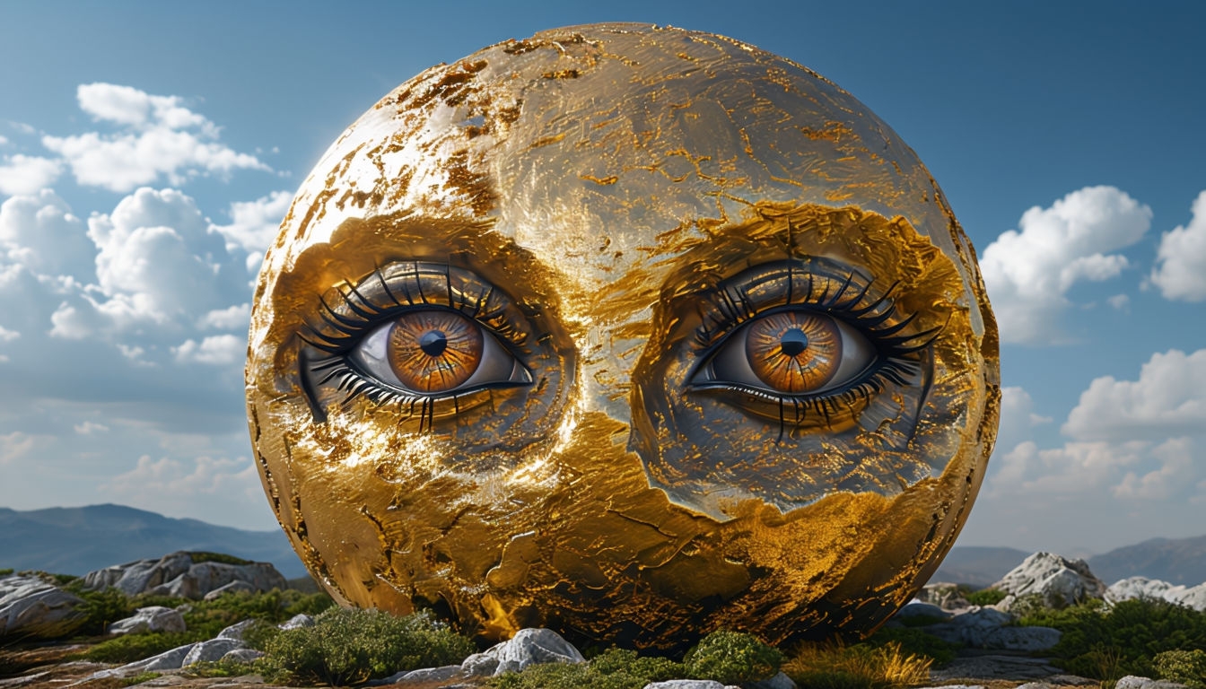Mystical Golden Sphere Surreal Photography Virtual Background