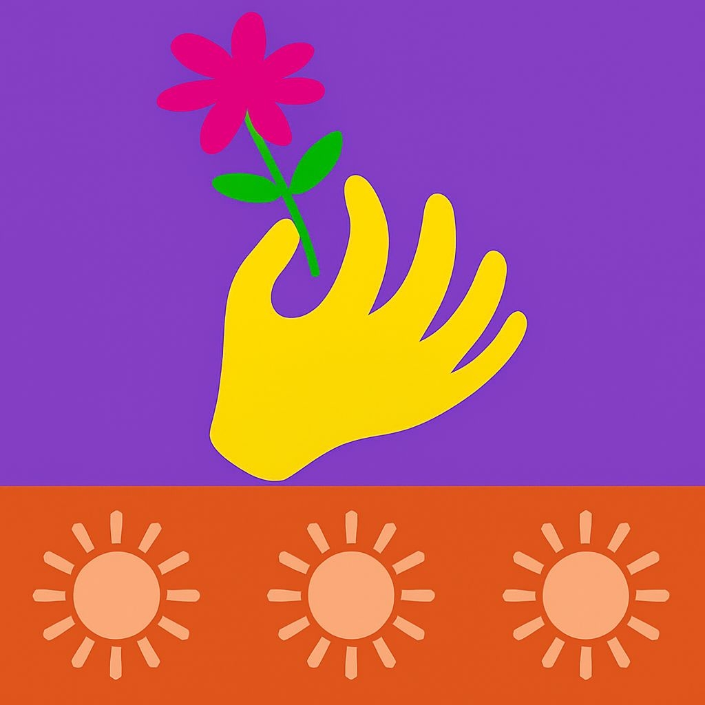 Vibrant Minimalist Lavender and Orange Floral Pattern Design Seamless Pattern