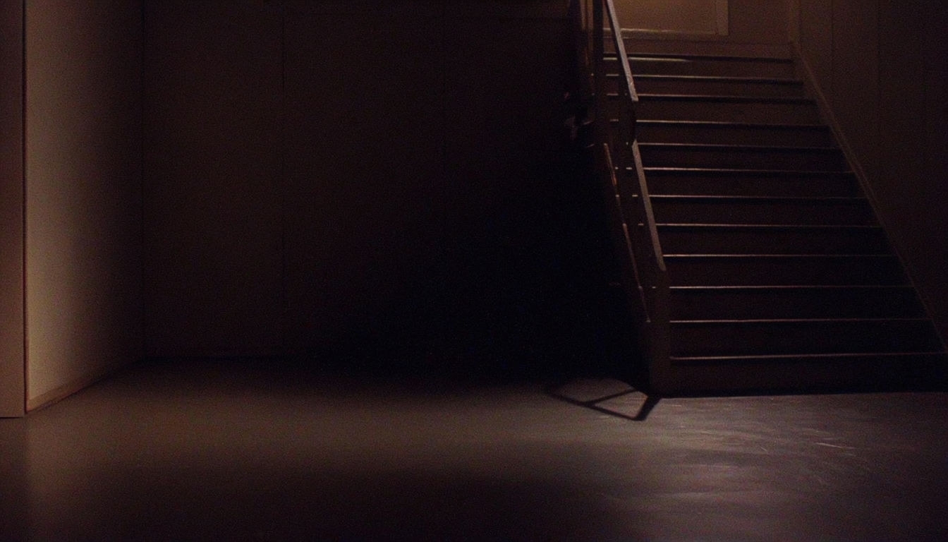 Eerie Nighttime Boston Interior Space with Stairs Virtual Background