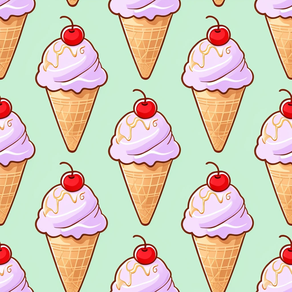 Playful Cartoon Ice Cream Cone Seamless Pattern Design