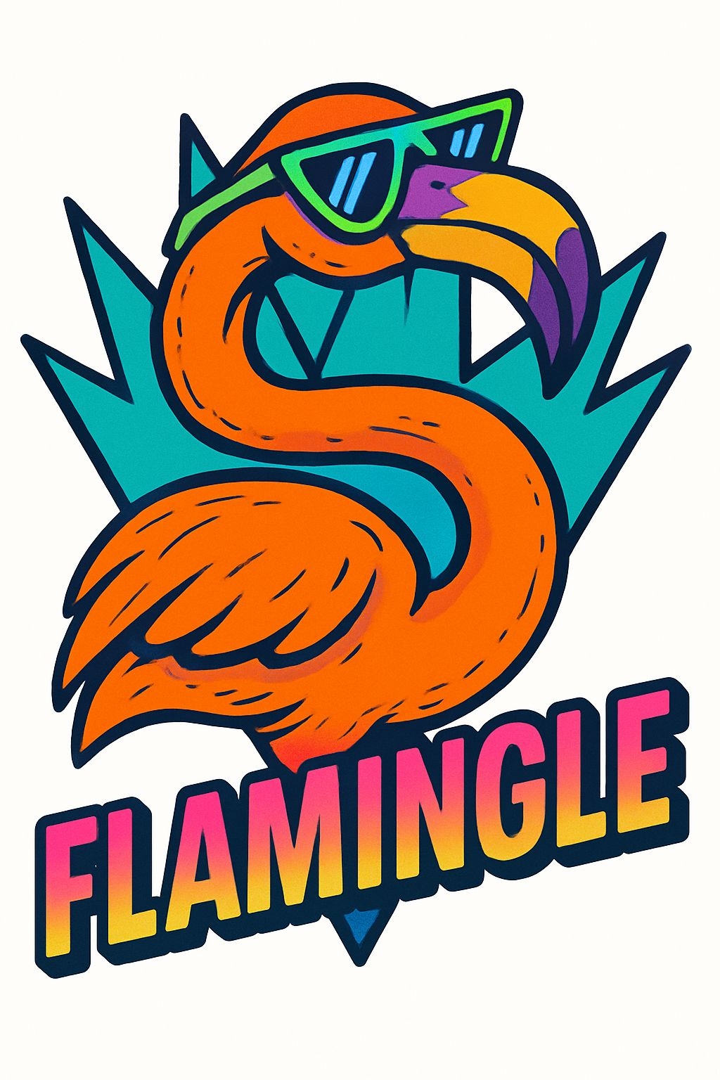 Vibrant Retro Flamingo with Neon Sunglasses T-Shirt