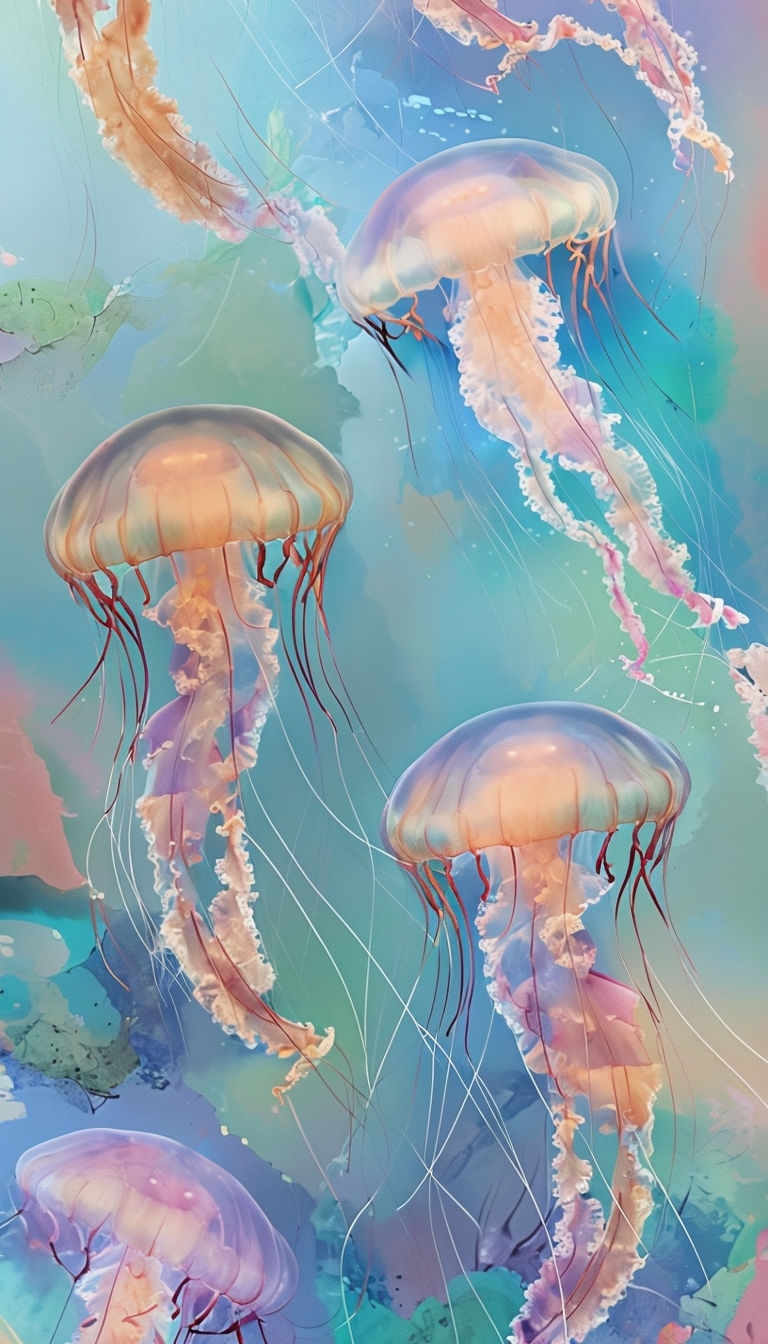 Ethereal Jellyfish Swimming Design for Phone Case Cover