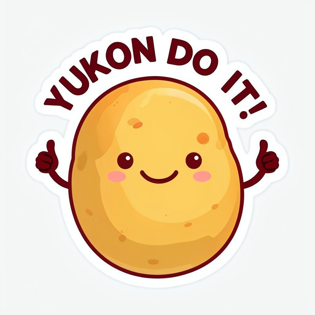 Cheerful Motivational Potato 'Yukon Do It' Message Sticker