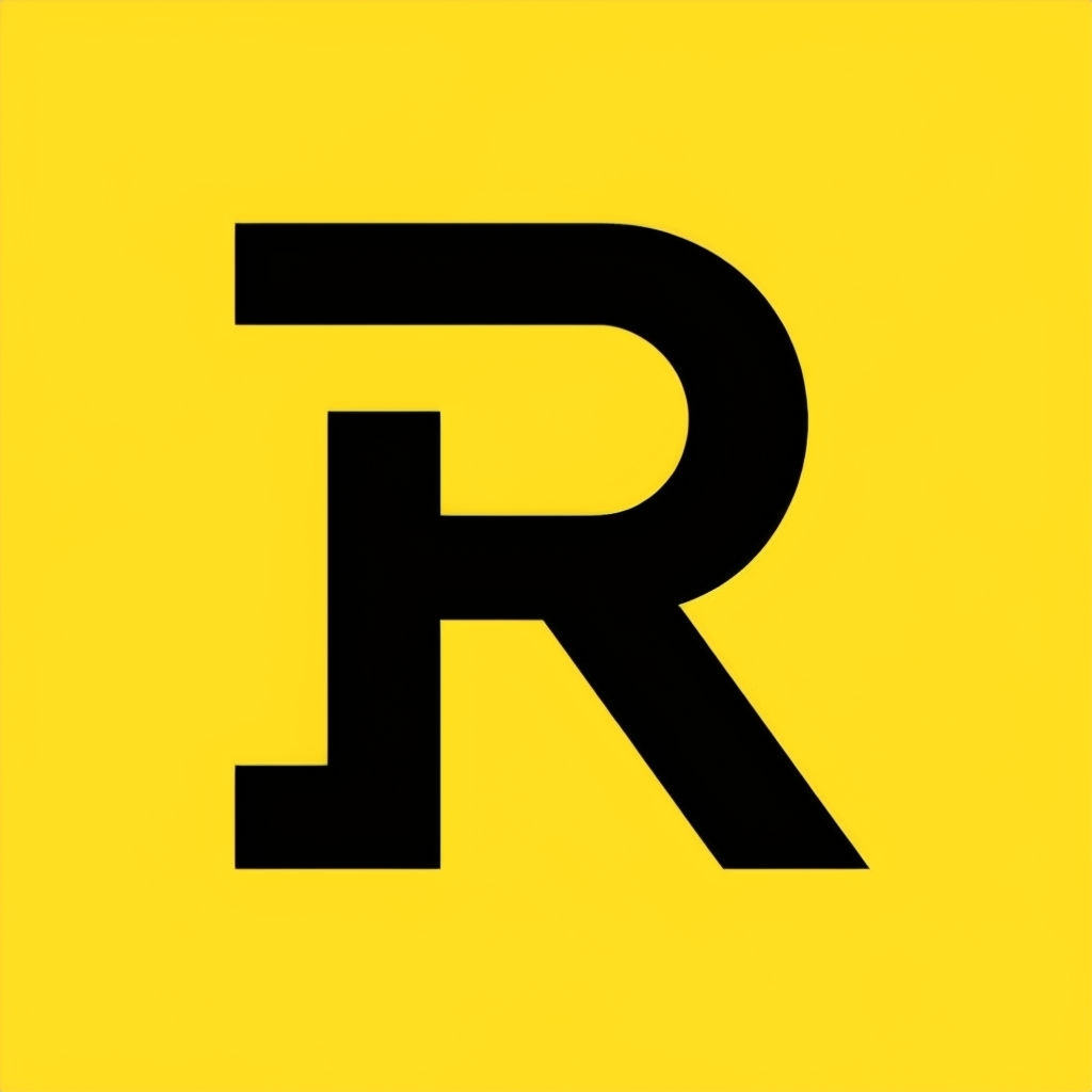 Bold Modern 'R' Monogram Design on Bright Yellow Background Monogram