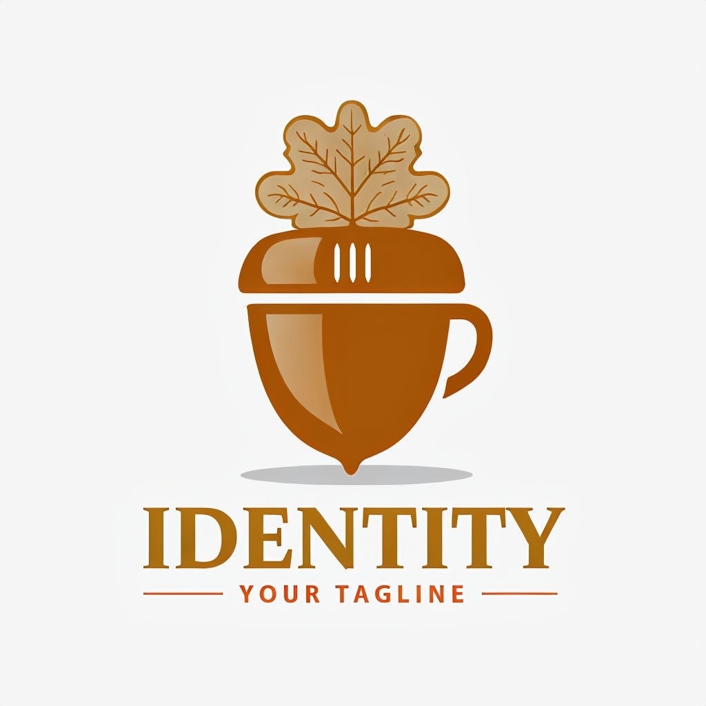 Modern Minimalist Acorn Coffee Cup Logo Design