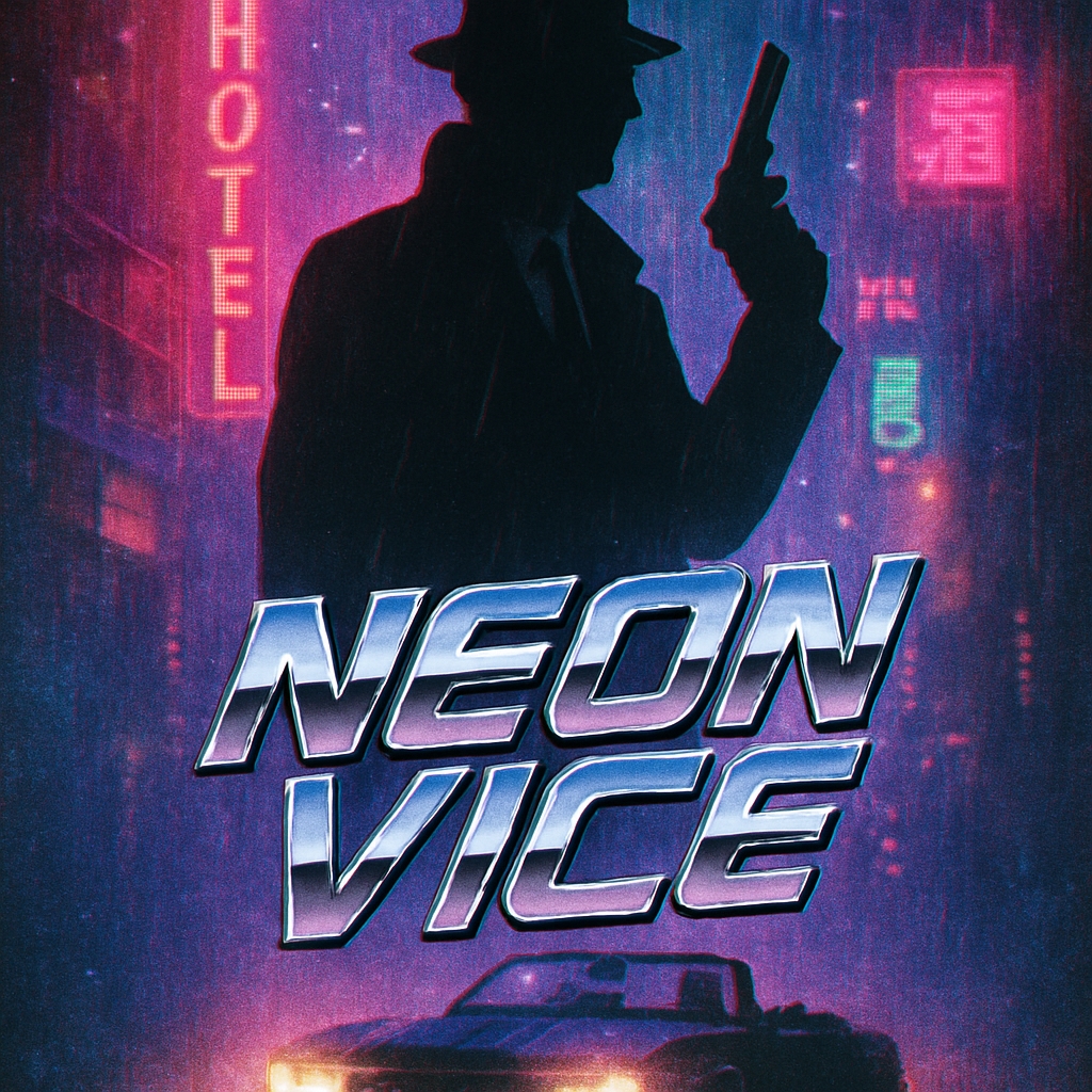 Neon Vice Cyberpunk Movie Poster with Dramatic Urban Aesthetic Spotify Album Cover