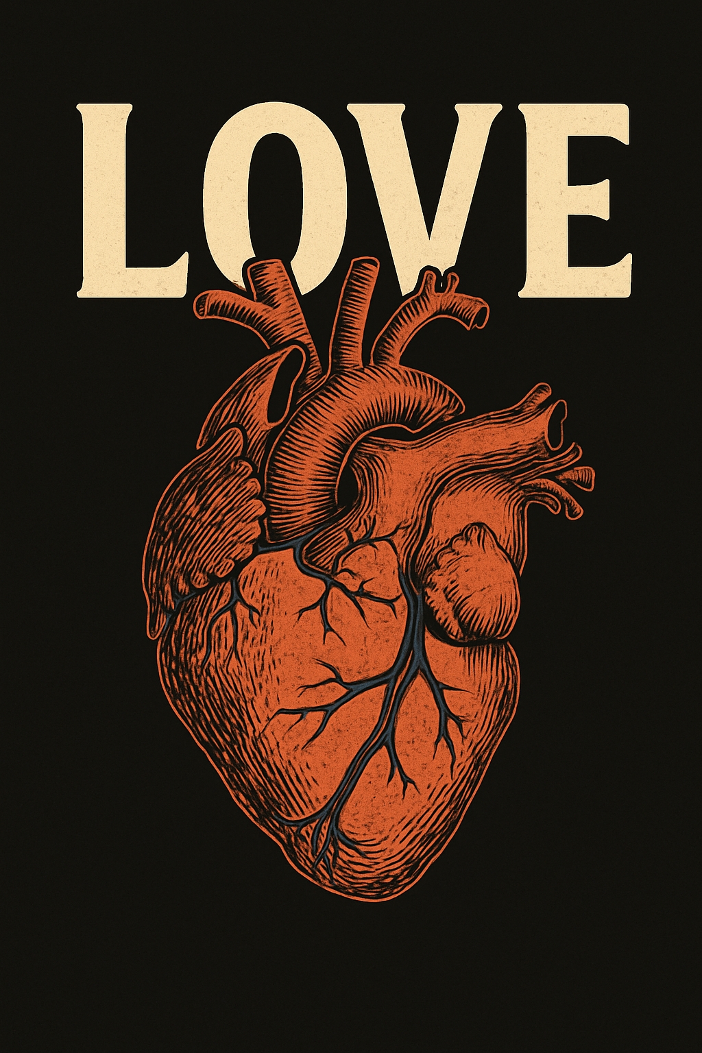 Vintage Anatomical Heart with Love Text T-Shirt
