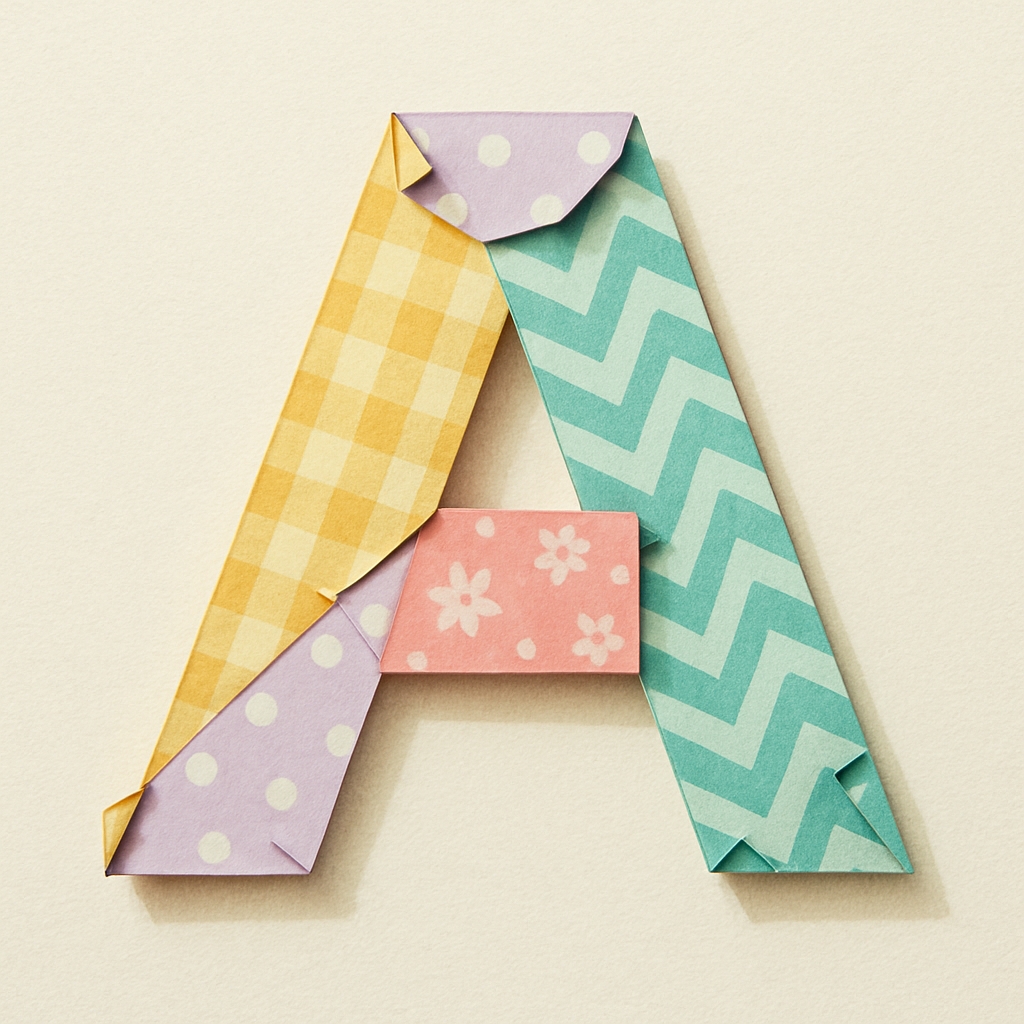 Pastel Origami Letter A Art with Intricate Patterns Monogram