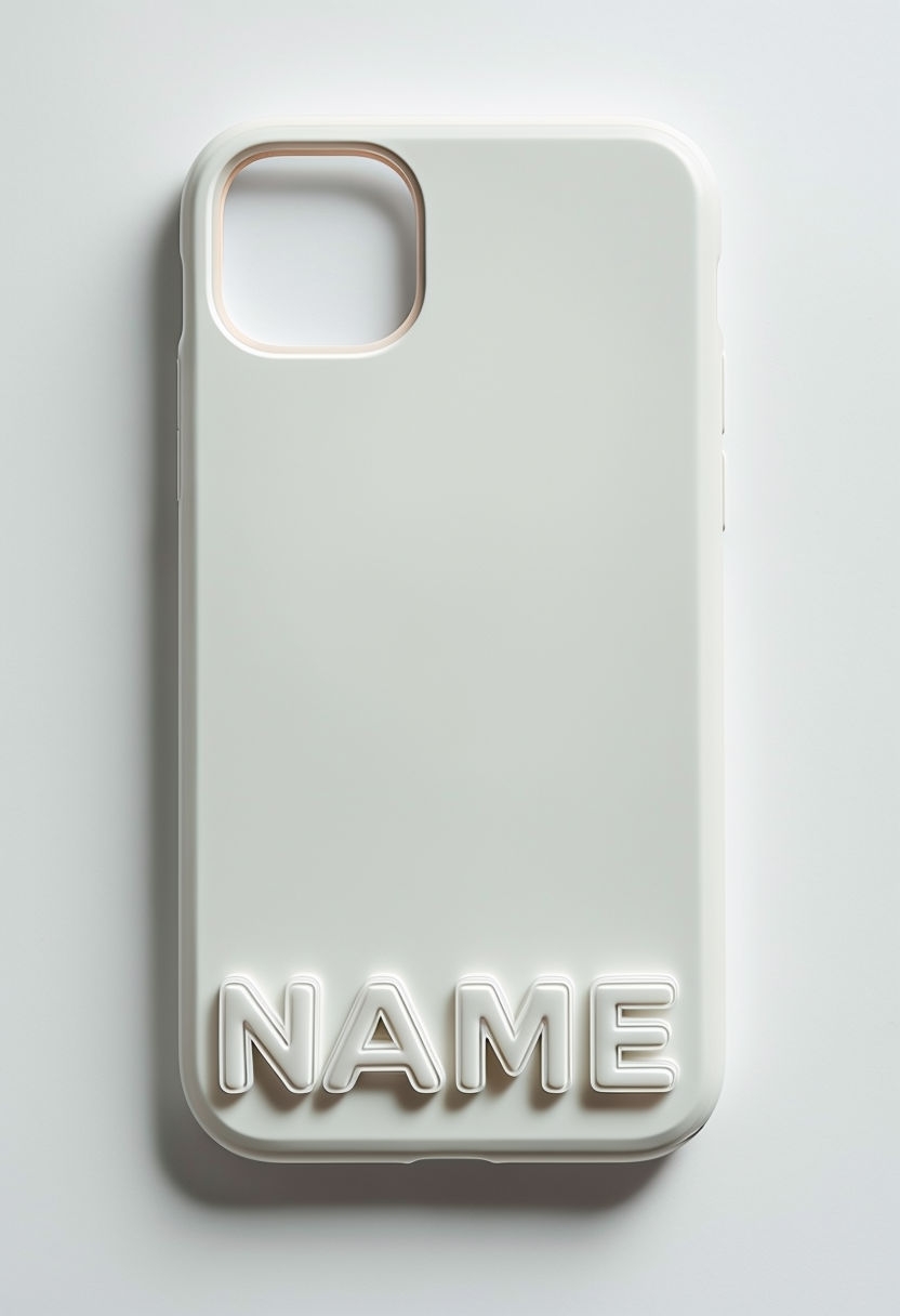 Minimalist Off White iPhone Case with Embossed Name Mockup