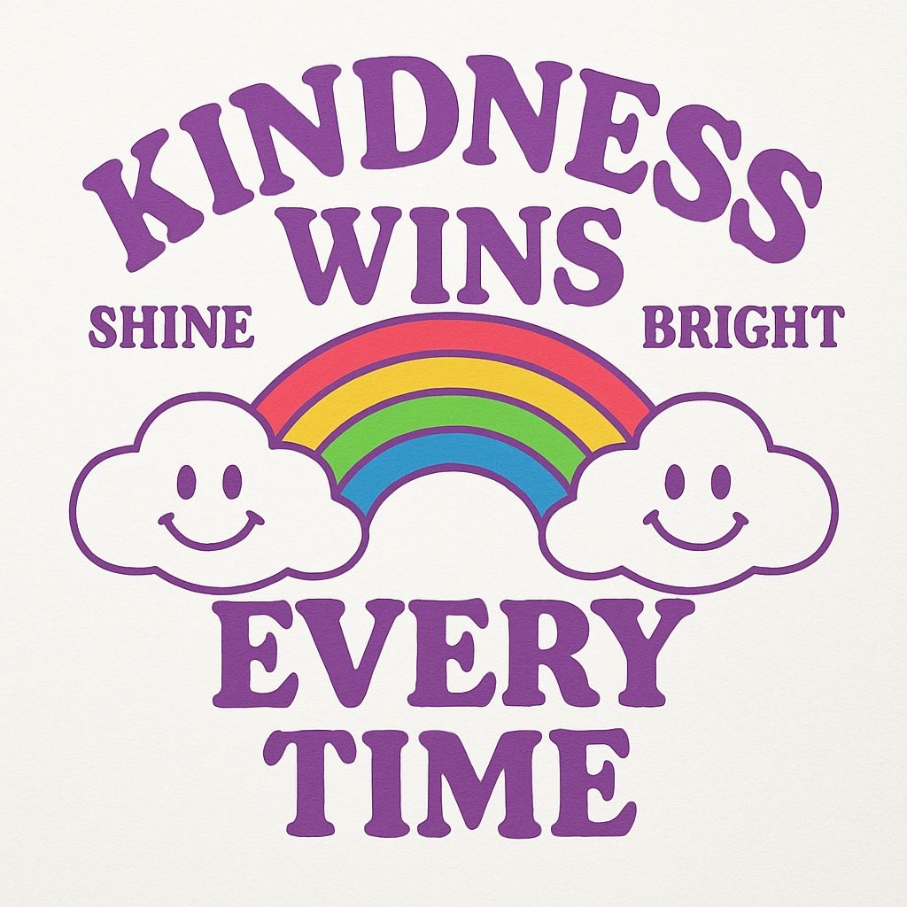 Cheerful Kindness Wins Rainbow Graphic Design for Inspiration Social Media Post