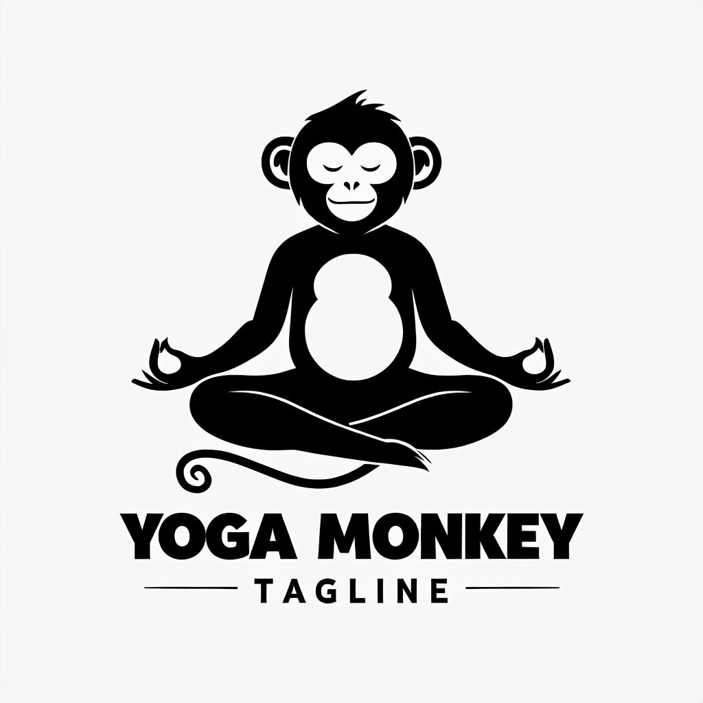 Minimalist Yoga Monkey Logo Design for Meditation and Wellness Logo