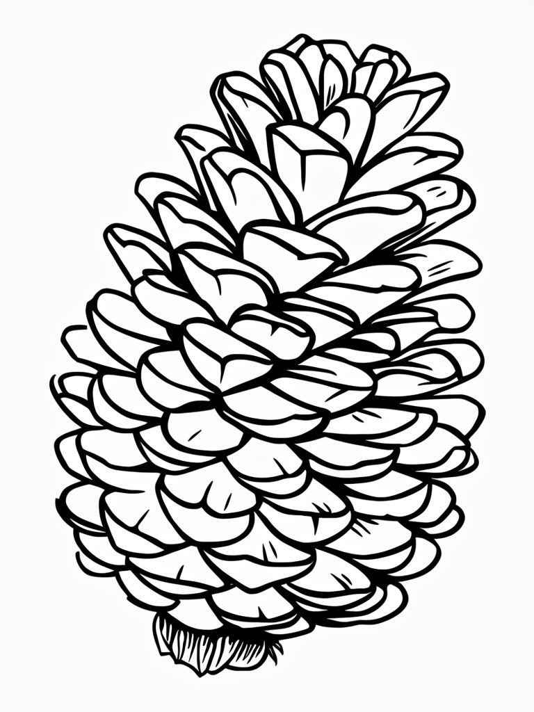 Detailed Pine Cone Line Art for Creative Coloring Book Pages