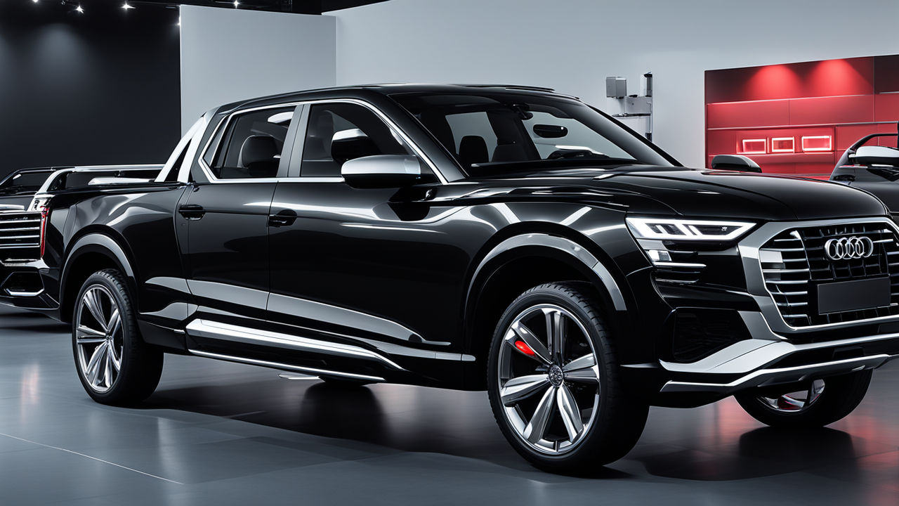 "A back View of full Black 2025 Audi pick up truck by Kids Vlog Playground