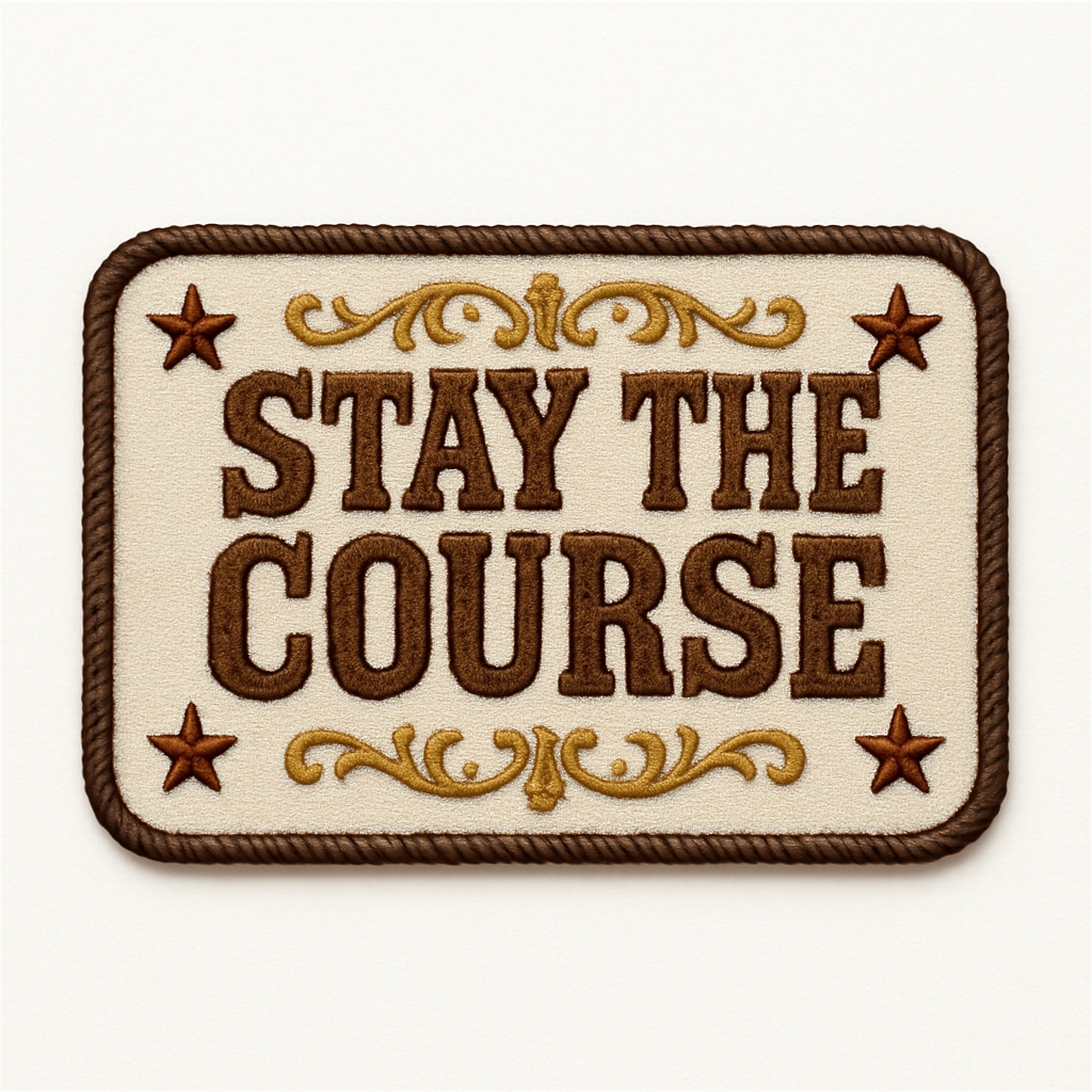 Rustic Embroidered Stay the Course Patch Design for Hats
