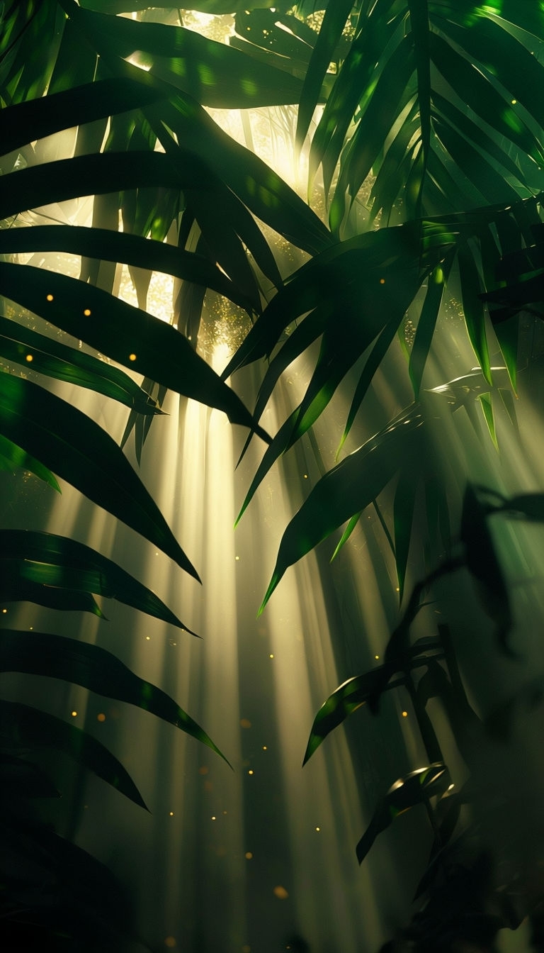 Dramatic Jungle Canopy Light and Shadow Mobile Wallpaper