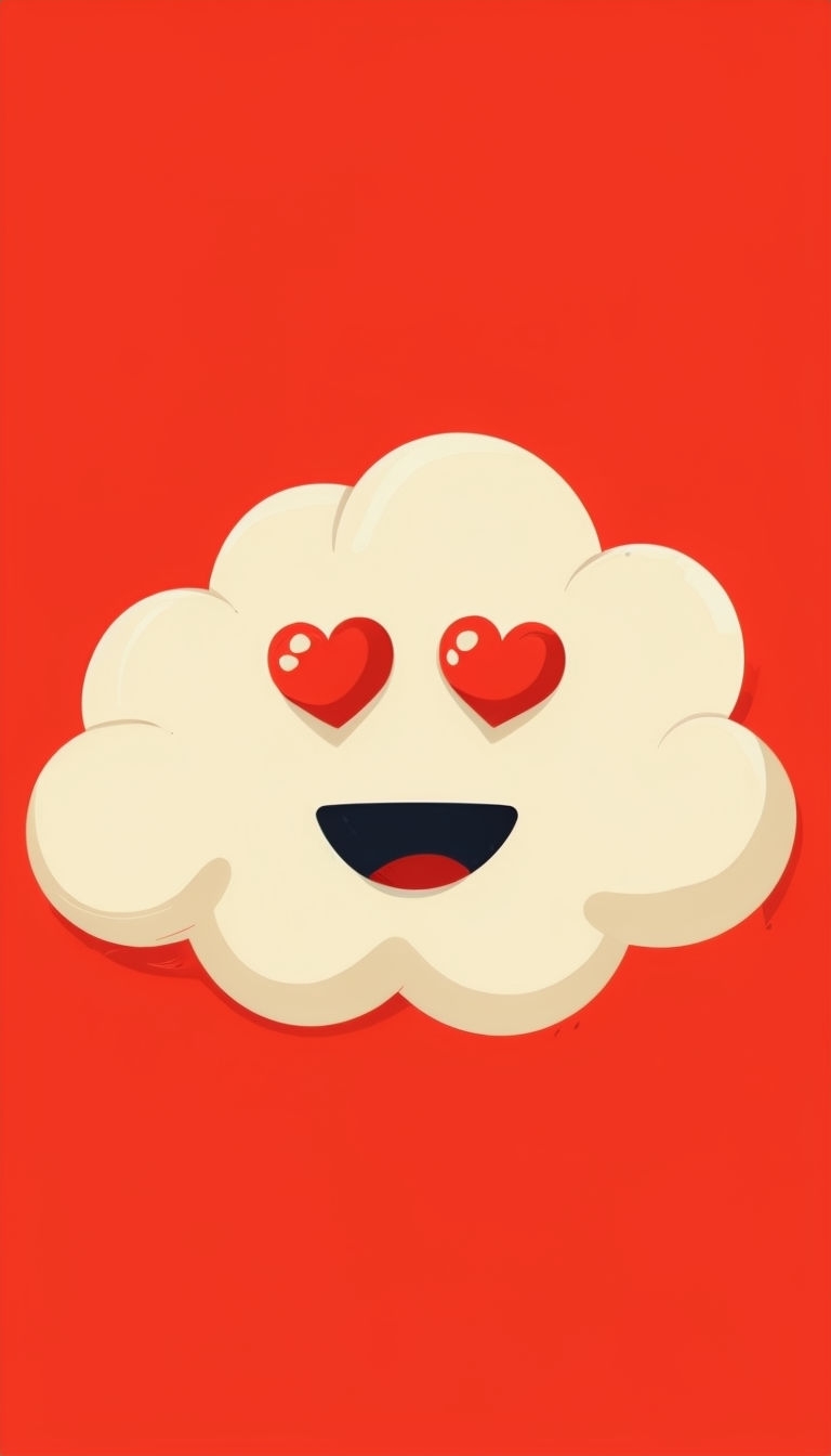 Joyful Cloud Face Illustration on Vibrant Red Background Phone Case Cover