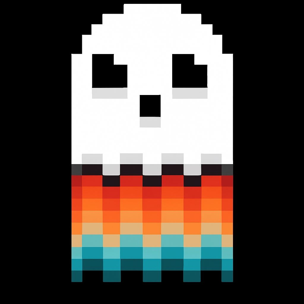Pixelated Retro Ghost Character Art T-Shirt