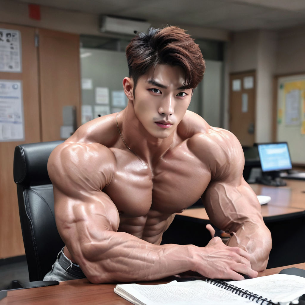 Handsome muscular anime guy