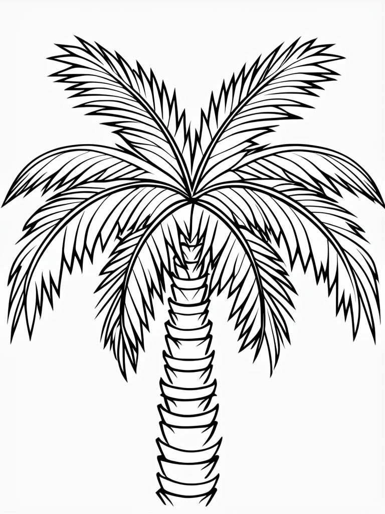 Minimalist Line Drawing of a Palm Tree Illustration Coloring Book Pages