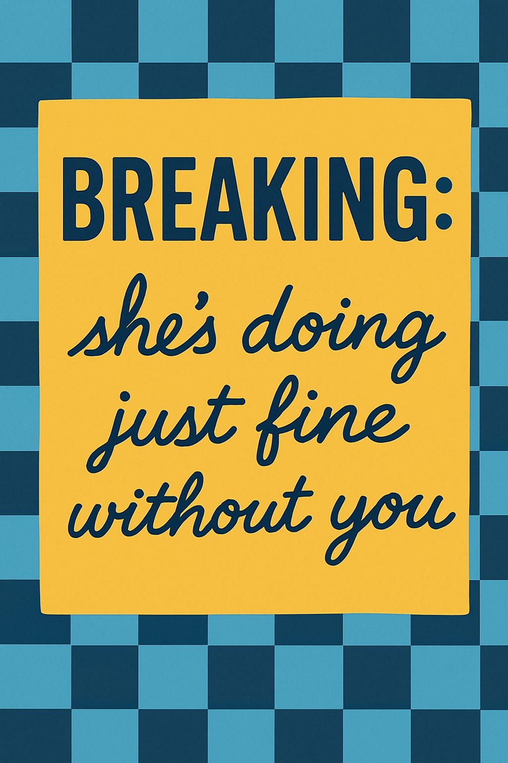 Bold Modern "Breaking:" Text Design on Checkered Background Poster