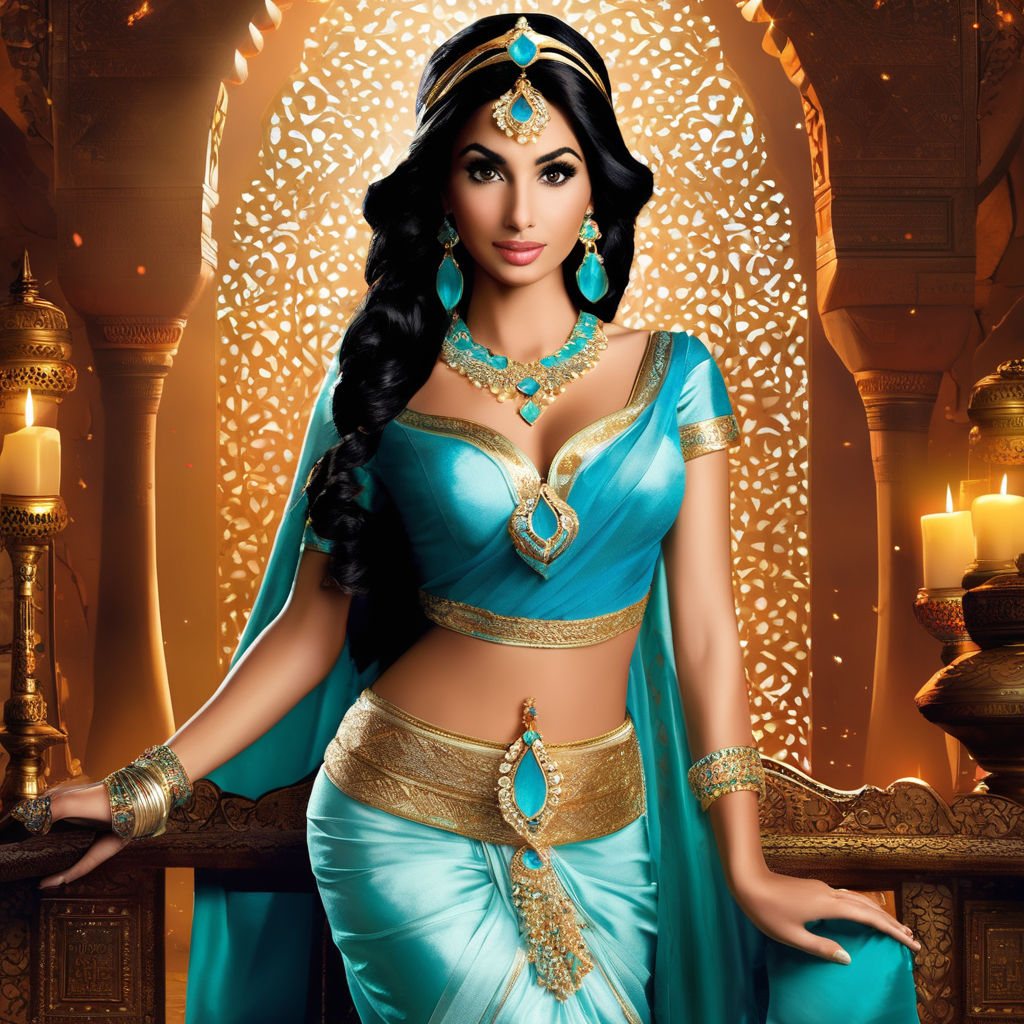 princess jasmine as a realistic beautiful hot female woman