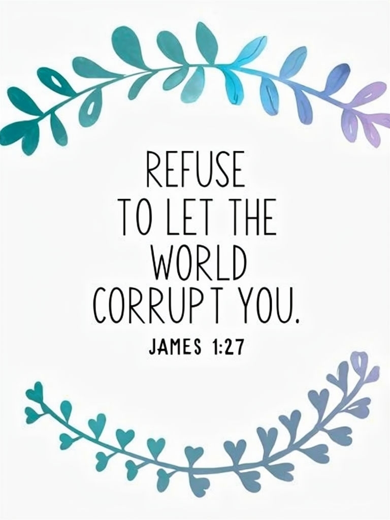Inspirational Bible Quote Poster with Decorative Leaf Illustrations