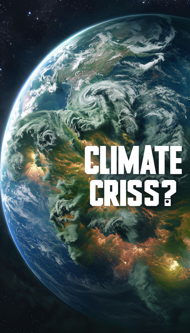 Photorealistic Earth in Climate Crisis with Dramatic Storm Art Social Media Post
